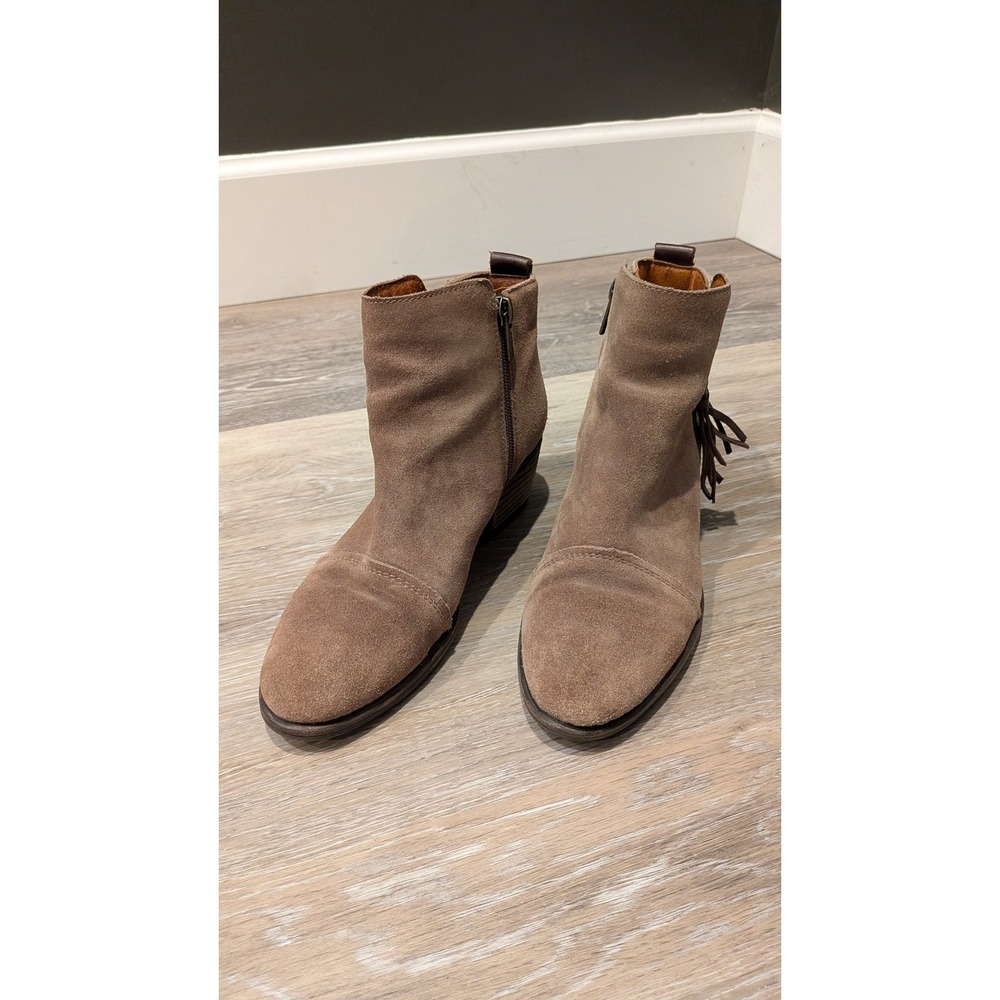 Pikolinos Women Taupe Suede Fringe Ankle Boots EU 36 Side Zip Stacked Heel Boho